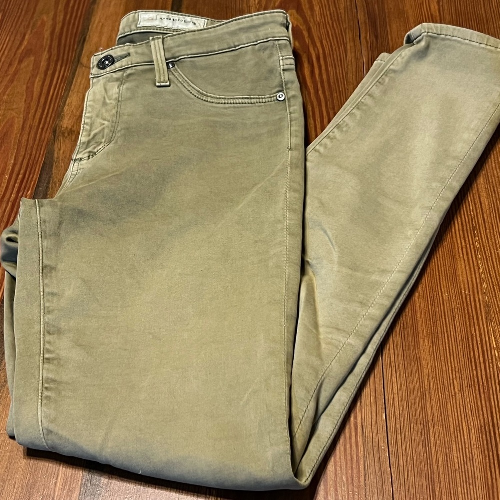 Anthropologie AG‎ The Abbey Mid Rise Super Skinny Ankle Jeans Washed Olive